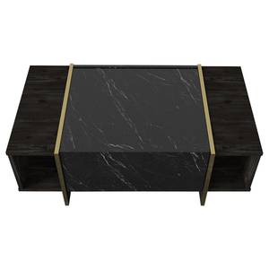 Table basse Vidal Décor en marbre noir / Décor en noyer / Doré