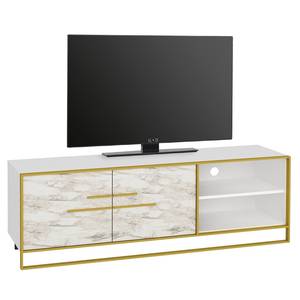 Tv-meubel Pisek metaal - witte marmeren look/goudkleurig