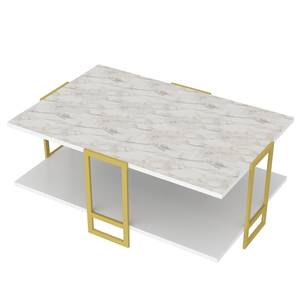 Table basse Pisek Imitation marbre blanc / Doré
