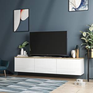 Meuble TV Neiden Blanc - Bois manufacturé - 160 x 35 x 32 cm