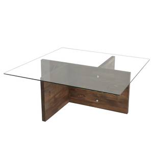 Salontafel Gran Rey glas/massief walnotenhout - walnotenhout