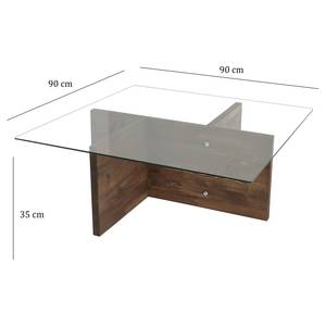 Salontafel Gran Rey glas/massief walnotenhout - walnotenhout