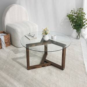 Table basse Yorkton III Verre / Noyer massif - Noyer