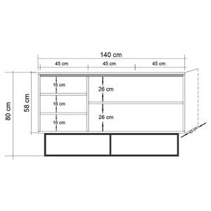 Sideboard Yopal I Metall - Kiefer Dekor / Schwarz