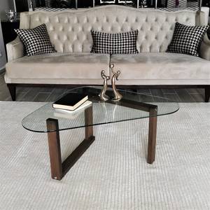 Table basse Yorkton I Verre / Noyer massif - Noyer