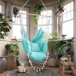 Hangstoel Goty katoen/polyester - Turquoise/wit