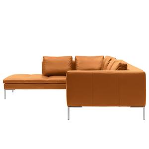 Ecksofa MADISON mit Ottomane Echtleder - Echtleder Neka: Cognac - Breite: 319 cm - Ottomane davorstehend links