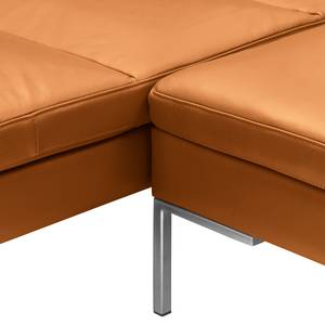 Ecksofa MADISON mit Ottomane Echtleder - Echtleder Neka: Cognac - Breite: 319 cm - Ottomane davorstehend links