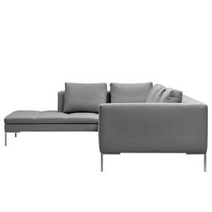 Ecksofa MADISON mit Ottomane Webstoff - Webstoff Milan: Hellgrau - Breite: 319 cm - Ottomane davorstehend links