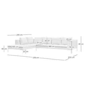 Ecksofa MADISON mit Ottomane Webstoff - Webstoff Milan: Hellgrau - Breite: 319 cm - Ottomane davorstehend links