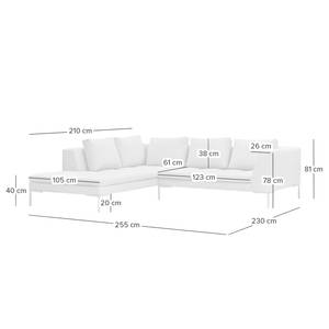 Ecksofa MADISON mit Ottomane Webstoff - Webstoff Milan: Anthrazit - Breite: 255 cm - Ottomane davorstehend links