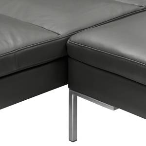 Ecksofa MADISON mit Ottomane Echtleder - Echtleder Neka: Grau - Breite: 255 cm - Ottomane davorstehend links