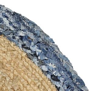 Tappeto a pelo corto Patch Cotone - Blu / Naturale - Diametro: 160 cm