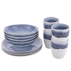 Frühstücks-Set ATLANTIS (12-tlg.) Keramik - Weiß / Blau - Weiß / Blau