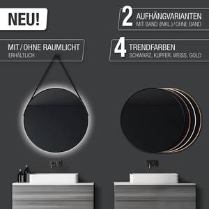 Spiegel Talos II Aluminium - Schwarz - Mit Beleuchtung