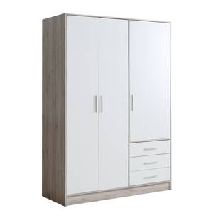 Drehtürenschrank Mindelberg Weiß / Eiche Sonoma Dekor - Breite: 145 cm