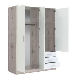 Drehtürenschrank Mindelberg Weiß / Eiche Sonoma Dekor - Breite: 145 cm