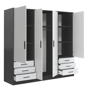 Armoire Mindelberg Blanc / Noir - Largeur : 207 cm