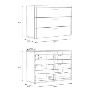 Commode Pisa Marron - Blanc - Bois manufacturé - 120 x 82 x 42 cm