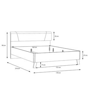 Cadre de lit Pisa Marron - Blanc - Bois manufacturé - 170 x 99 x 210 cm