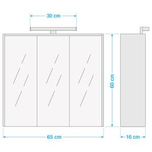 Spiegelschrank Elba Inklusive Beleuchtung - Eiche Hell Dekor - Breite: 65 cm