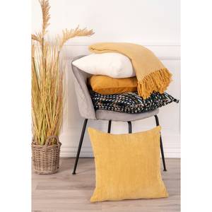 Coussin Blanca Velours côtelé - Jaune moutarde