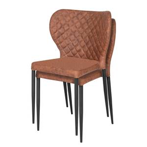 Gestoffeerde stoel Picard (set van 4) Vintage bruin