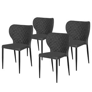 Chaises capitonnées Picard (lot de 4) Gris foncé