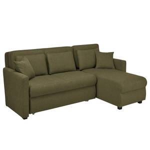 Ecksofa Orna Flachgewebe Alma: Olive - Longchair davorstehend rechts - Liegefläche Breite: 125 cm