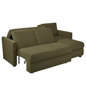 Ecksofa Orna Flachgewebe Alma: Olive - Longchair davorstehend rechts - Liegefläche Breite: 125 cm