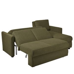 Ecksofa Orna Flachgewebe Alma: Olive - Longchair davorstehend rechts - Liegefläche Breite: 125 cm