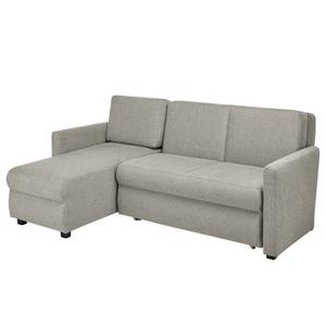 Ecksofa Orna Flachgewebe Alma: Silber - Longchair davorstehend links - Liegefläche Breite: 145 cm