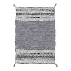 Tapis tissé plat Kelim Azizi Coton - Gris - 200 x 290 cm