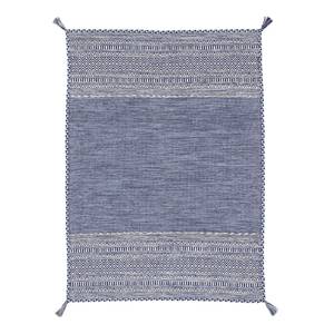 Tapis tissé plat Kelim Azizi Coton - Bleu - 140 x 200 cm