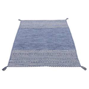 Tapis tissé plat Kelim Azizi Coton - Bleu - 140 x 200 cm