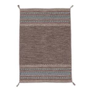 Tapis tissé plat Kelim Azizi Coton - Marron - 200 x 290 cm