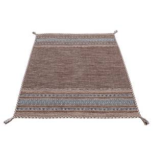 Tapis tissé plat Kelim Azizi Coton - Marron - 200 x 290 cm