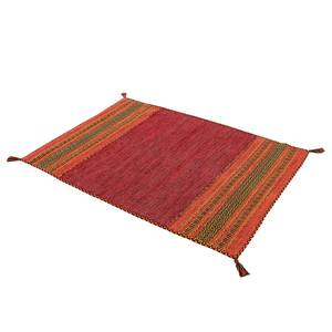 Tapis tissé plat Kelim Azizi Coton - Rouge - 200 x 290 cm