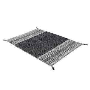 Tapis tissé plat Kelim Azizi Coton - Noir - 120 x 170 cm