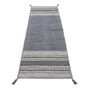 Tapis de couloir Kelim Azizi Coton - Gris - 80 x 300 cm