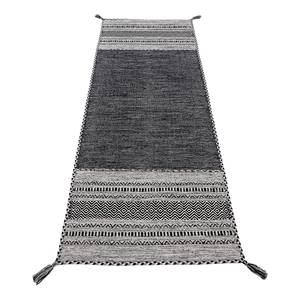 Tapis de couloir Kelim Azizi Coton - Noir - 80 x 300 cm