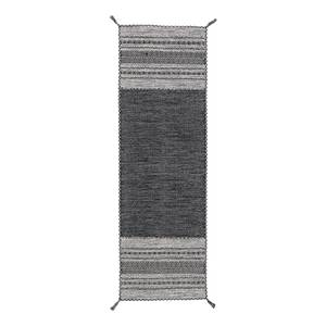 Tapis de couloir Kelim Azizi Coton - Noir - 80 x 350 cm