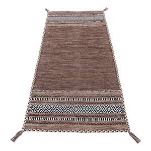 Tapis de couloir Kelim Azizi Coton - Marron - 75 x 200 cm