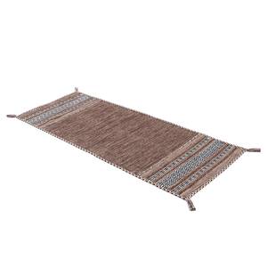 Tapis de couloir Kelim Azizi Coton - Marron - 75 x 200 cm