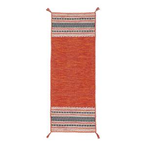 Tapis de couloir Kelim Azizi Coton - Orange - 80 x 400 cm