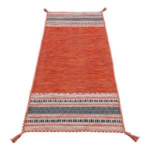 Tapis de couloir Kelim Azizi Coton - Orange - 80 x 400 cm