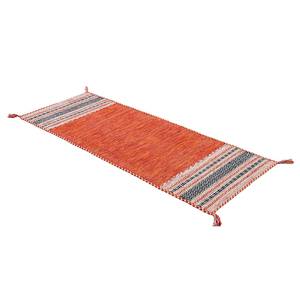 Tapis de couloir Kelim Azizi Coton - Orange - 80 x 400 cm