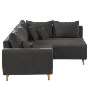 Ecksofa Capstone Microfaser Sole: Graphit - Ottomane davorstehend rechts - Mit Hocker