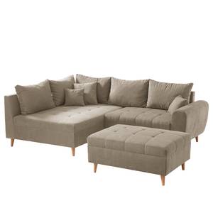 Ecksofa Capstone Microfaser Sole: Taupe - Ottomane davorstehend links - Mit Hocker