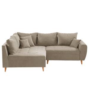 Ecksofa Capstone Microfaser Sole: Taupe - Ottomane davorstehend links - Mit Hocker